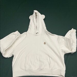 Teddy Fresh Hoodie with Bear Patch Womens 2X cream color cropped